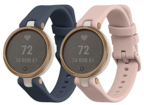 kwmobile 2X Uhrenarmband für Garmin Lily Sport Armband - Fitnesstracker Band Set aus TPU Silikon - Ersatzarmband Smartwatch - Blaugrau Altrosa