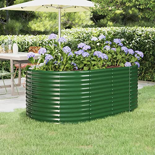 Lechnical Raised Beds For Garden Vegetables,Vegetable Planter,Raised Garden Kits, Garden Raised Bed Powder-coated Steel 175x100x68 cm Green