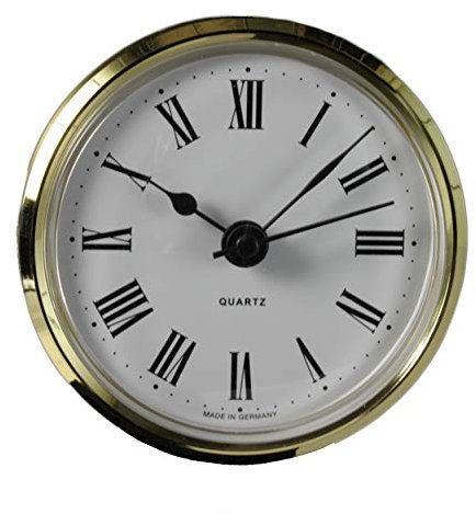 U.T.S. Uhrwerk - Einsteckuhrwerk - Einbau-Uhr | Durchmesser Aufsicht Ø 66 mm Quartz Uhrwerk Made in Germany (Römisch Gold)