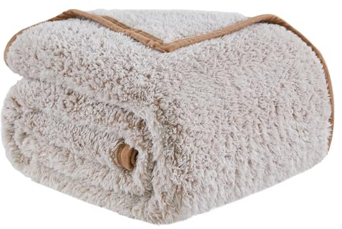 EMME Kuscheldecke Sherpa Decke Flauschig，Dicke und Elegant, Sofadecke Doppelgesicht Extra Weich, Warme Gemütliche Wendbare Flauschige Wohndecke Decke für Couch und Bett，Khaki,127x152 cm