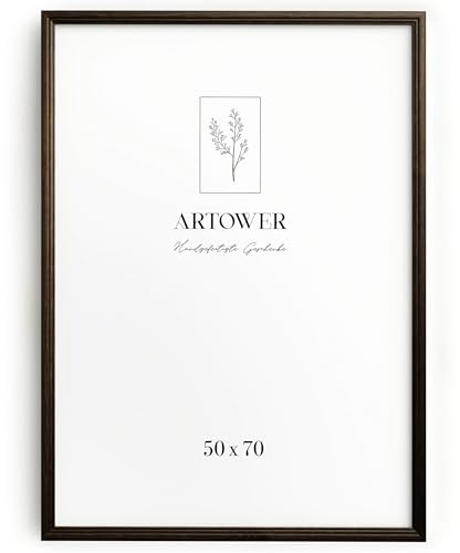 Artower® Bildram vintage brun träram för 50 x 70 cm | affischram stort collage | Picture Frame vintage brun trä 50 x 70 cm | Retro smal bildram | brun affisch ram