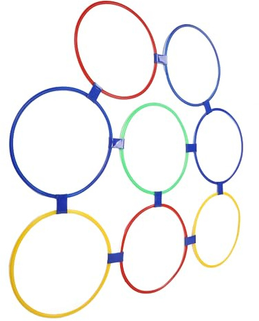 Cerceaux d'entraînement Sensoriel, Cerceau de Marelle, Exercice d'équilibre de 10 Pièces avec 10 Boucles pour les Activités de Saut (Diamètre 47 cm / 18,5 pouces)