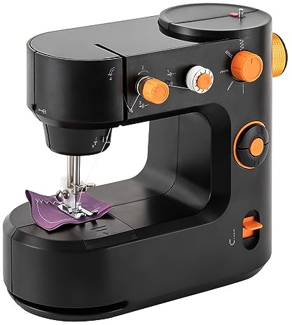 BJTDLLX Mini Nähmaschine für Anfänger, Upgraded Nähmaschinen, 230V Elektrische Kleine Sewing Machine, Zwei Geschwindigkeit, 5 Eingebauten Stichen, Automatisches Tragbare Nähset (Schwarz)