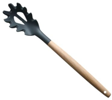 LABRIMP Cuchara Colador De Pasta De Silicona Con Mango De Madera Utensilio Práctico Para Servir Espaguetis Apta Para Cocina Doméstica y Restaurantes Diseño Ergonómico y Fácil Limpieza