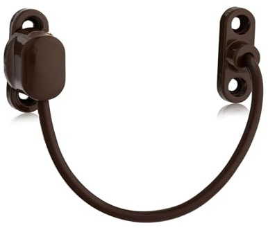 XFORT Viper Thumbturn Locking Cable Window Restrictor in Brown, Keyless Durable Window Safety Lock for Child Safety and Window Security