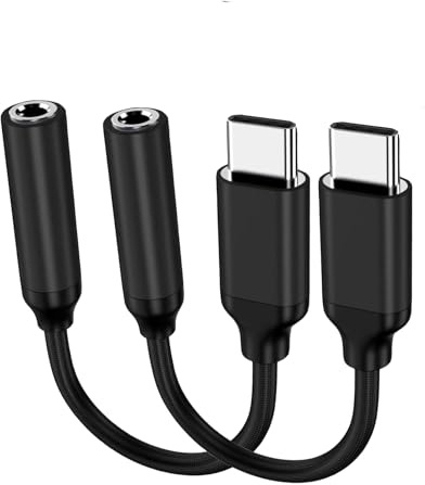 Apple MFi Certified 2 Pack USB C to 3.5mm Headphone Jack Adapter for iPhone 15/15 Pro/Pro Max/Plus, Type C Aux Dongle Cable for Samsung Galaxy S23/S23/S22/S21Ultra, MacBook,Note (Black)