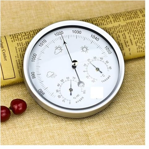 Barometer, Analoge Wetterstation, 5-Zoll-Barometer-Wetterstation, Barometer for die Wand zu Hause, for drinnen und draußen, Silber