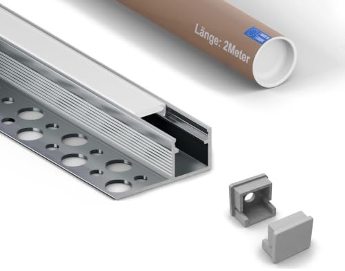 Tivendis F2 LED Abschlussprofil 2 m Silber, milchige Abdeckung 4er-Set