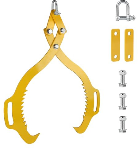 SWAWIS Pinza forestale per Legna e Tronchi in Acciaio Legato, Pinze per Sollevamento di Tronchi Fino a 760mm, Capacità di Carico: 1500 kg, Aggrappatore per Legname per Impieghi Gravosi(Giallo)
