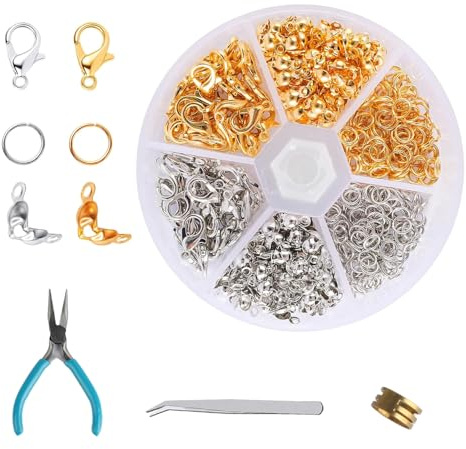 Chiusure Per Braccialetti, 463x Ganci Per Braccialetti fai da te, Kit Accessori Chiusura, Fermagli Chiusura per Collana Gioielli, Oro/Argento