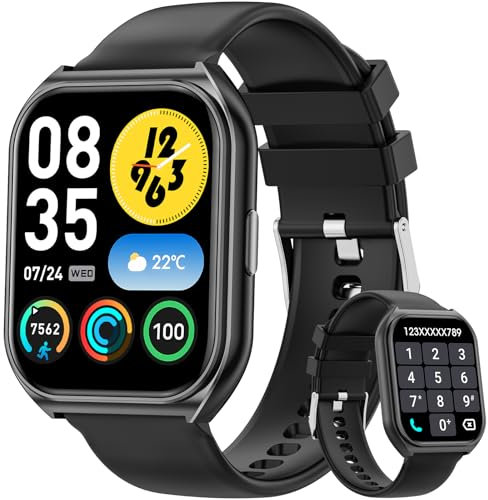 Smartwatch Uomo Donna,1.85 Orologio Smartwatch con Chiamata Bluetooth e Risposta Vivavoce,100+ Sportive Smart Watch con Sonno,Cardiofrequenzimetro,Contapassi,Fitness Tracker per Android iOS (Nero)