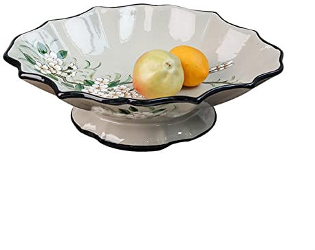 KHYTEBV Frutero Exquisito Plato de Cerámica para Frutas Mesa de Centro para el Hogar Mesa de Comedor Frutero Grande Bandeja de Cerámica Retro Bandeja de Almacenamiento Cuenco de Vidrio