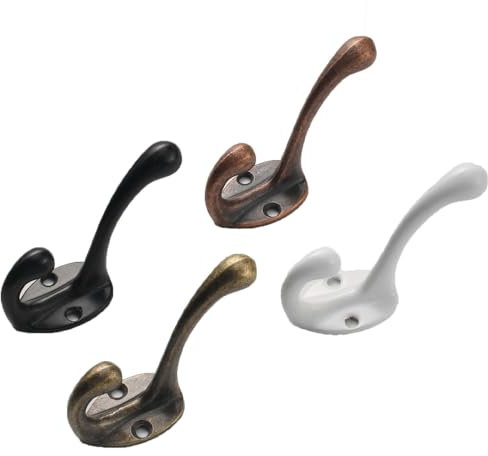 TMTGTS Mini Kleiderhaken 4 Stück Bronze Antiker Kleiderhaken Metall Doppelhaken Garderobenhaken Wand Mini Kleiderhaken Retro Vintage Dekorative Haken für Küche Badezimmer Schlafzimmer (Mixed1#)