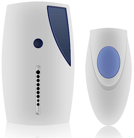 FiTspi Portable Smart Wireless Doorbell, 32 Chime Home Cordless Waterproof Door Bell, Battery-Operated Cordless Door Chime Kit with up to 30M Wireless Range for Home School Office