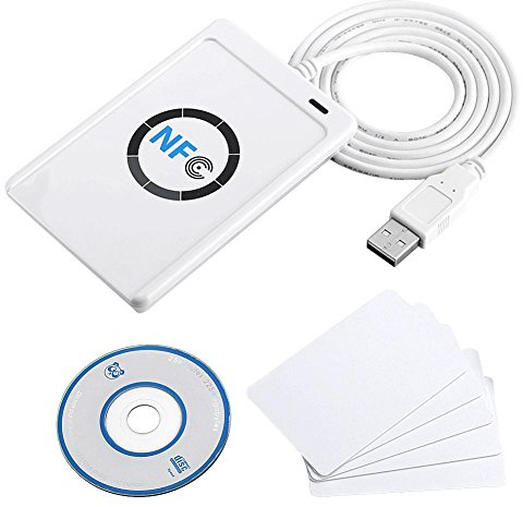 NFC Reader Writer, USB Chipkartenleser mit NFC - 5X IC SmartCard Reader 424 Kbps - NFC RFID Leser - Kartenlesegerät Personalausweis - kompatibel mit Windows für den Neuen Personalausweis Bankkartenl