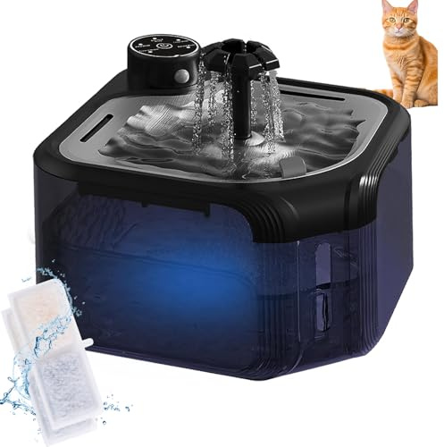 TAVADA Fontaine a Eau Chat sans Fil-2,8L Fontaine à Eau pour Chat -Distributeur - Detecteur de Mouvement-Disponible pour Les Animaux de Petite et Moyenne Taille