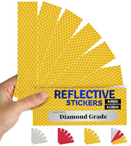 SOLNIT Fabriqué en ruban adhésif réfléchissant 983 Diamond Grade bande autocollante de sécurité DIN 67520-4/ECE104 haute visibilité remorque camion (jaune, 2,5 cm x 20,3 cm, paquet de 6)