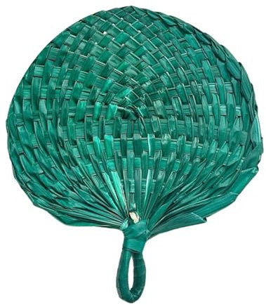 Bokcztml Abanico artesanal natural hecho a mano, ligero, elegante, con hojas de palma, ventilador de mano para refrigeración en interiores y festivales tradicionales