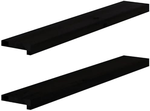 2 davanzali in legno di quercia massiccio, 100 x 15 x 2 cm, laccato marrone scuro, perfetti per pellicole per finestre, durevoli ed eleganti