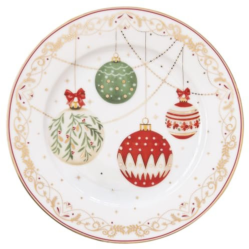 Set di piatti natalizi per 4 persone, 8 pezzi, in porcellana, servizio da tavola con 2 piatti piani e piatti da dessert, con motivo natalizio (piatti da dessert 4 pezzi)