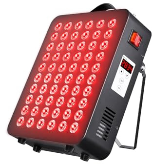 300W Red Light Therapy Panel, 660nm & 850nm Near Infrared Light Therapy | with Stand/Timer, 60 Dual Chip LED Red Lights for Body, Face at Home, Includes Hanging Kit & Handle