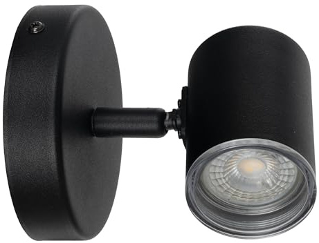 EGLO Spot Consuma 1, lampada da lettura in acciaio flessibile, lampada da parete per soggiorno e bagno, faretto da parete in acciaio nero, attacco GU10, IP44