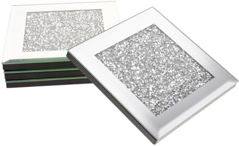 IWOWHERO Posavasos de Vidrio para Té Diseño Moderno y Resistente a Arañazos, 4 Piezas en Color Plata Ideales para Hotel y Restaurante
