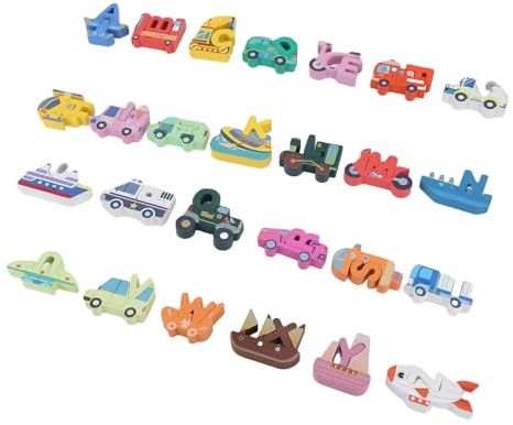 SUNGOOYUE 3D-ABC-Steckpuzzles, Verkehrsalphabet-Puzzles mit Farbenfrohem Design für Kleinkinder, Pädagogisches Werkzeug, Ideales Holz-Kombinationsspiel für ab 3 Jahren