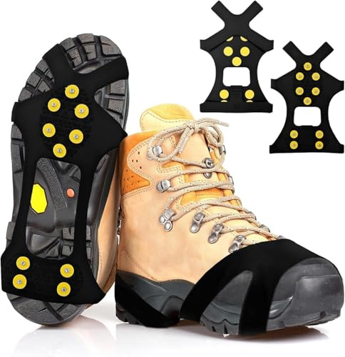 Anti Rutsch Schuhspikes für Schuhe Winter mit Edelstahl Zähnen als Steigeisen für Glatteis,Non-Slip Shoe Spikes for Slip-On, Non-Slip Shoe Spikes Winter for Walks, Fishing, Climbing, Hiking