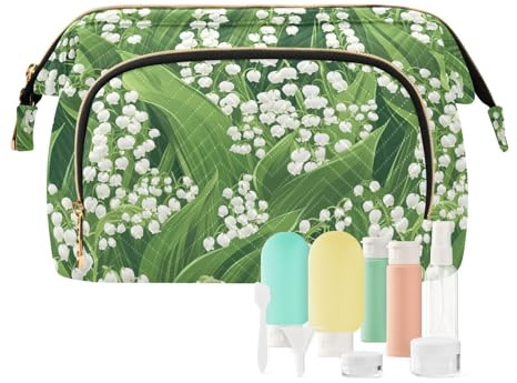 KLL Bolsa de cosméticos impermeable con diseño de lirio de los valles de Finlandia, monedero para mujer, para maquillaje de viaje