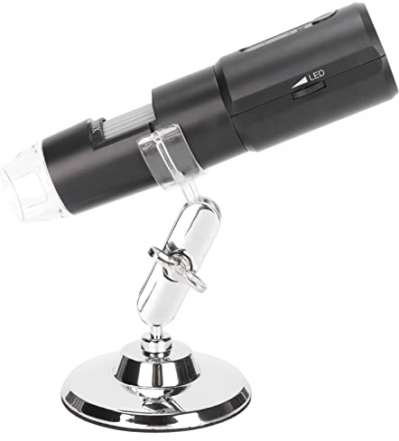 RASTKY Tragbare Kabellose USB-Mikroskopkamera, 50- Bis 1000-facher Zoom, Schwarzes -Mikroskop mit 8 LED-Leuchten, Tragbares -Mikroskop für Haut, Insekten und Mineralien