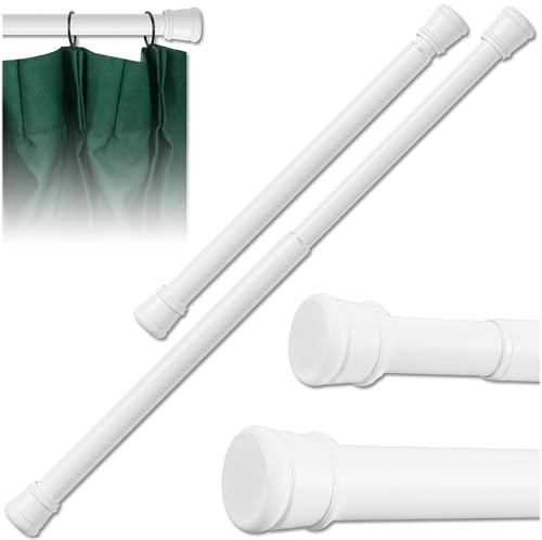 KRUMAD Asta telescopica per tenda senza foratura, 70-130 cm, diametro circa 30 mm, in metallo + PP, tenda per bagno, asta per tenda da doccia, per finestre (bianco)