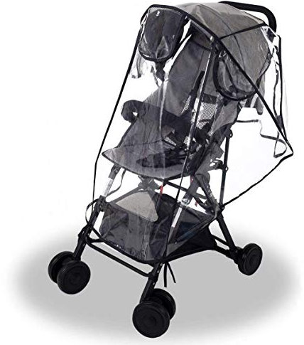 Wemk Universal Regenschutz für Kinderwagen, Komfort Regenverdeck mit Fenster, Schadstofffrei, Einfache Befestigung, Schutz vor Schmutz, Größe M