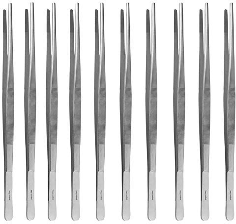 May 10er Set Kochpinzette 30 cm lang - Küchenpinzette - Grillpinzette - Grillzange - Edelstahl