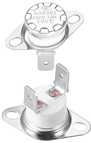 sourcing map 2 Stück KSD301 Thermostat 185°C/365°F 10A Öffner N.C | Schnappscheiben-Temperaturschalter, Einstellung