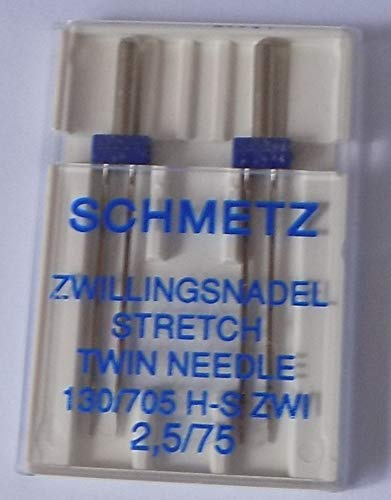 SCHMETZ Twin Stretch Nähmaschinennadel, Größe 2,5/75, 2 Stück