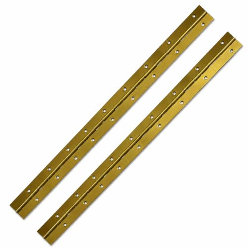 2X 1M (1000mm) Continuous Steel Metal Piano Hinge Strap Multi Colours with Holes by BMF DIRECT® (Gold)