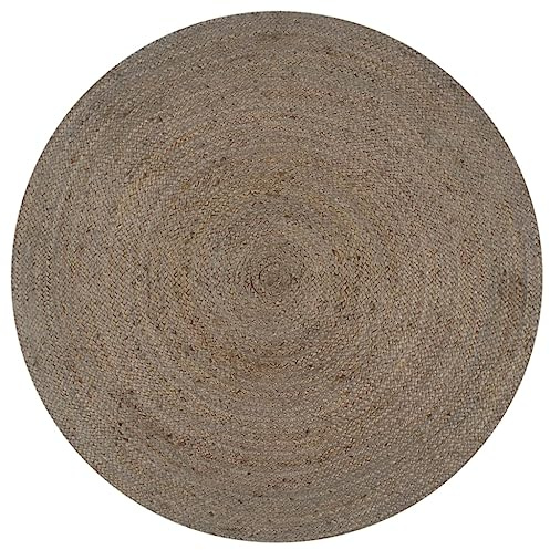 vidaXL Teppich Handgefertigt Jute Rund 90 cm Grau
