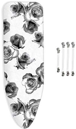 tqwspad Copriasse da Stiro, (120-125) x(40-45) cm, per Ferro a Vapore, ASSE da Stiro Molto Morbida, 100% Cotone, con 4 Clip, Fodera Universale per ASSE da Stiro,Nero