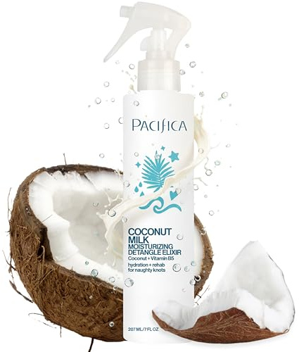 Pacifica Coconut Milk Hair Detangler Spray – Leave-In Conditioning Elixir for Tangle-Free Hair – Instantly Detangles Knots, Adds Shine & Moisture, Prevents Breakage & Frizz – Vegan & Cruelty-Free
