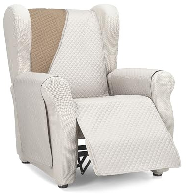 Martina Home Diamond Funda Cubre Sofá,Protector para Sofás Acolchado Reversible,Lino/Cuero, 1 Plaza/Relax