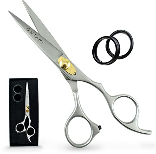 ONTAKI 6.5 Hair Cutting Scissors silver - Japanese Steel Hair Scissors for Hair Cutting, Beard & Moustache - Hand Forged Hair Cutting Tool for Professional Barbers - Sharp Hair Shears for Men & Women