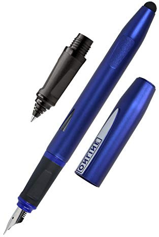 ONLINE Schreiblern-Füller und Rollerball Switch Starter Set, Anfänger-Feder für Rechtshänder, ergonomischer Tintenpatronen-Roller für Schüler, Stylus-Tip, inkl. Standard-Tintenpatronen, Bright Blue