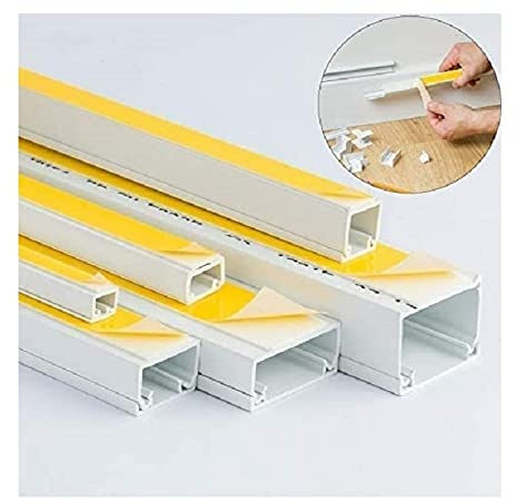 6PZ Canalina 20x10 mm 2 metri Adesiva per cablaggi in plastica passacavi bianco coprifili a parete con copertura
