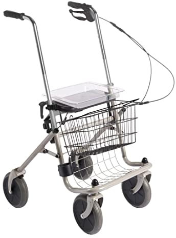 FabaCare Rollator Standardrollator mit Einhandbremse Links, extra hohen Griffe, Gehwagen für große Personen, mit Vollausstattung, faltbar, bis 120 kg