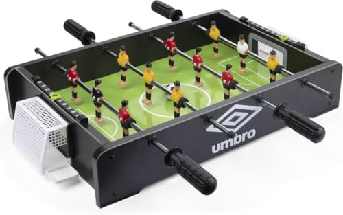Umbro Mini Tischkicker - Kickertisch mit 12 Spielern - Kompakter Tischfußball - Inkl. 2 Mini Fußballen - Schwarz