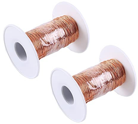 Kupferdraht, 2 Stuck 0,5mm x 50 m Magnetdraht, Emaillierter Spulenwickeldraht für DIY Motoren, Modell Motor Wicklungen(Zufällige Walzenfarbe)