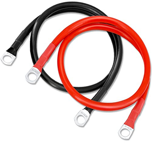 Gorffy Batteriekabel M10 50cm 2 Stück, 35mm² 2 AWG Batteriekabel 12V Kupfer | Autobatterie Kabel mit SC35-10 Ringklemmen, Starthilfekabel Stromkabel, AWG Kupfer Flexibel, für Wohnmobil LKW und Marine