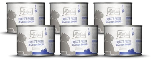 MjAMjAM - Cibo umido premium per gatti - squisita trota con pollo succoso, confezione da 6 (6x200g), senza cereali