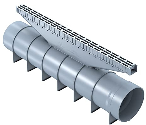 Jardibric - Kit de Caniveaux de Drainage Classe C250-3 m Linéaires (6 Modules) - Ø 110 x 100 mm - Conforme NF en 1433